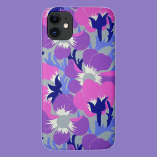 Fettes Rosa- und Lila-Windflower-Muster Retro iPhone 11 Hülle