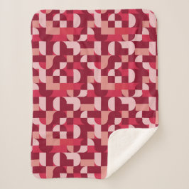 Fettes Rosa und Rotes Retro-Geometrisches Muster Sherpadecke