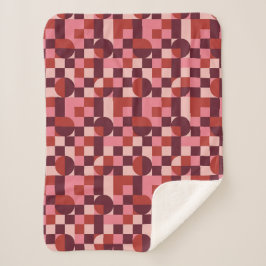 Fettes Rosa und Rotes Retro-Geometrisches Muster Sherpadecke
