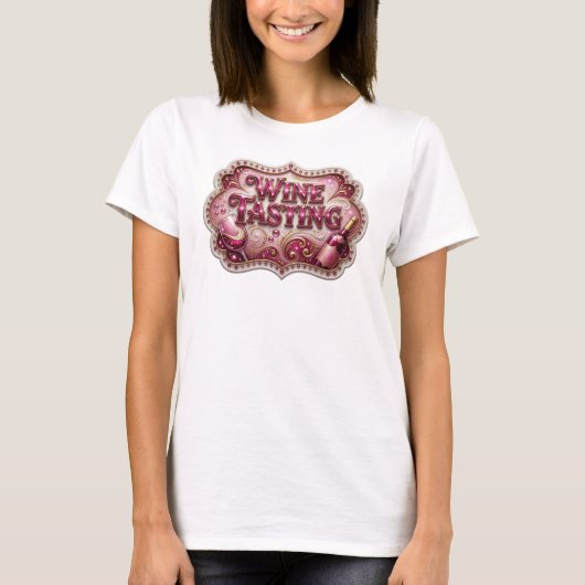 Fettes Rosa WINE TASTING T-Shirt (Vorderseite)