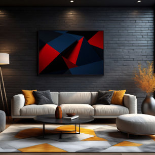 Fettes Rot, Marineblau, Geometrisches Abstract Poster