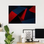 Fettes Rot, Marineblau, Geometrisches Abstract Poster (Heimbüro)
