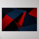 Fettes Rot, Marineblau, Geometrisches Abstract Poster (Vorne)