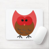 Fettes Rot und Brown-Eulen-vektorkunst Mousepad (Mit Mouse)