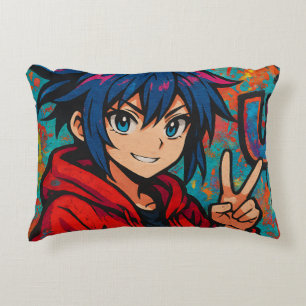 Fettes rotes Anime-USA-Grafik-T-Shirt Dekokissen