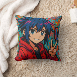 Fettes rotes Anime-USA-Grafik-T-Shirt Kissen