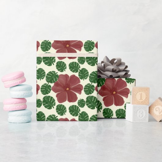 Fettes rotes florales nahtloses Muster Geschenkpapier (Babyparty)