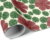 Fettes rotes florales nahtloses Muster Geschenkpapier (Rolleneckpunkt)