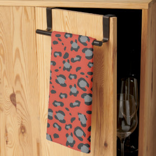 Fettes rotes Leoparden-Tierdruck-Glamour 1 Geschirrtuch