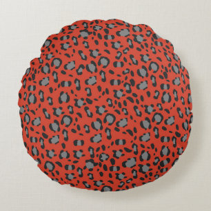 Fettes rotes Leoparden-Tierdruck-Glamour 1 Rundes Kissen