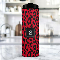 Fettes rotes Leoparden-Tierdruck-Monogramm
