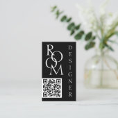 Fettes Schwarz-Weiß-Minimalistisches QR-Code Visitenkarte (Stehend Vorderseite)