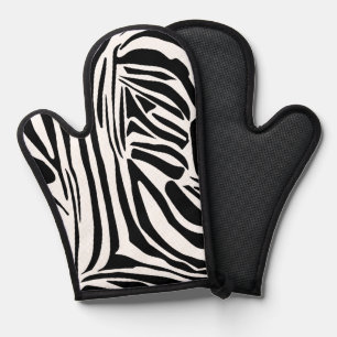 Fettes Schwarz-Weiß-Zebramuster Ofenhandschuh