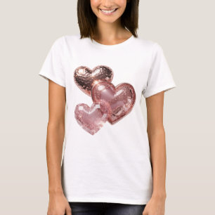 Fettes Silber DREI HERZEN Künstlerisches Motiv T-Shirt