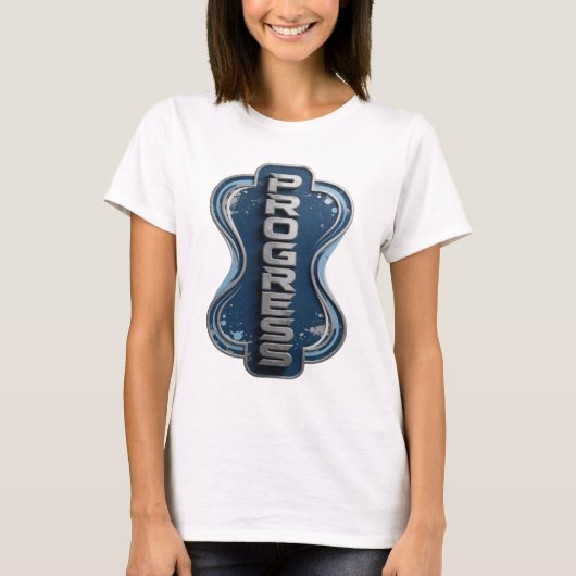Fettes Silber PROGRESS Druck T-Shirt (Vorderseite)