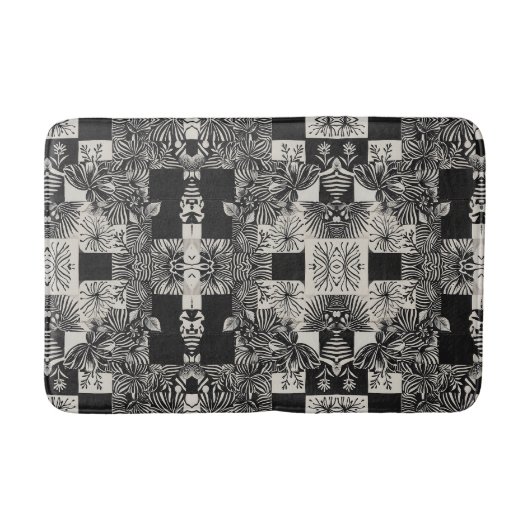 Fettes tropisches monochromes Blumenmuster Badematte (Vorderseite)