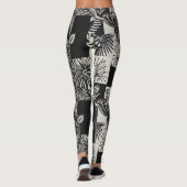 Fettes tropisches monochromes Blumenmuster Leggings (Rückseite)