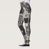 Fettes tropisches monochromes Blumenmuster Leggings (Links)