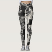 Fettes tropisches monochromes Blumenmuster Leggings (Vorderseite)