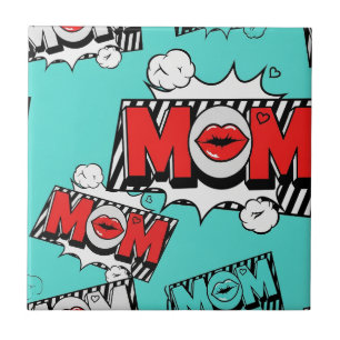 Fettes Türkis-Comic-MOM-Grafikmuster Fliese