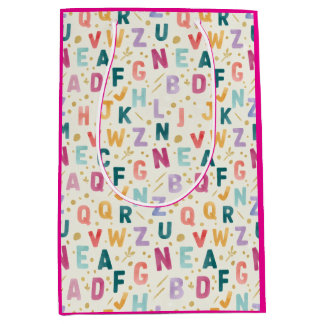 Fettes Wasserfarbenalphabet & Gold-Glitter-Muster Mittlere Geschenktüte