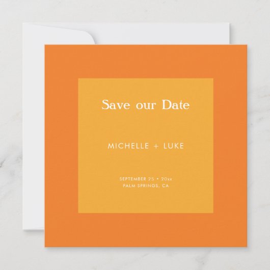 Fettfarbblock Abstrakt orange-gelbe Hochzeit Save The Date (Vorderseite)