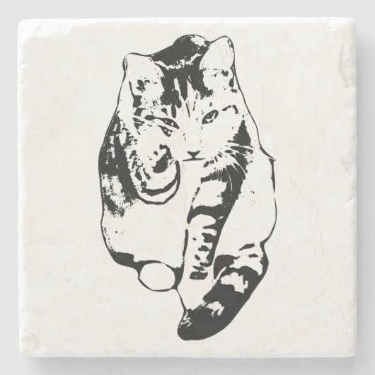 Fettfarben Cat Untersetzer Set (Vorderseite)