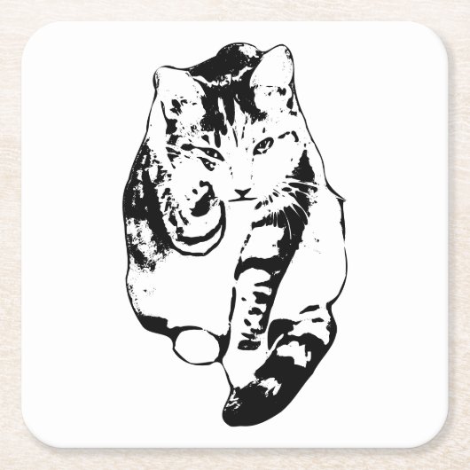 Fettfarben Cat Untersetzer Set (Vorderseite)