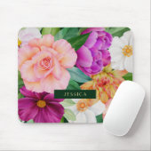 Fettfarben Lila rosa Rosen Monogramm Mousepad (Mit Mouse)