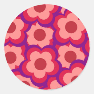 Fettfarben-Retro-Hippie-Blumenmuster Runder Aufkleber
