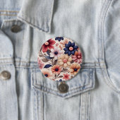 Fettfarbene Blume und Blätter - Muster pink Button (Beispiel)
