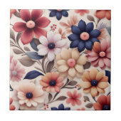 Fettfarbene Blume und Blätter - Muster pink Fliese (Vorderseite)