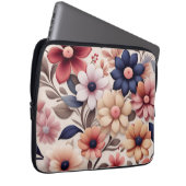 Fettfarbene Blume und Blätter - Muster pink Laptopschutzhülle (Vorne Rechts)