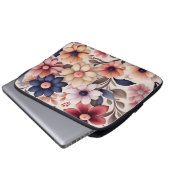 Fettfarbene Blume und Blätter - Muster pink Laptopschutzhülle (Vorne Knopf)