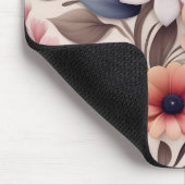Fettfarbene Blume und Blätter - Muster pink Mousepad (Ecke)