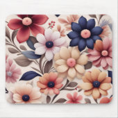 Fettfarbene Blume und Blätter - Muster pink Mousepad (Vorne)