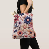 Fettfarbene Blume und Blätter - Muster pink Tasche (Von Nahem)
