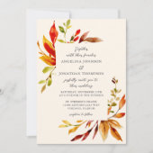 Fettfarbene Herbstblüte Cream Wedding Einladung (Vorderseite)