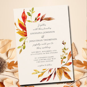 Fettfarbene Herbstblüte Cream Wedding Einladung