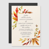 Fettfarbene Herbstblüte Cream Wedding Magneteinladung (Vorne/Hinten)