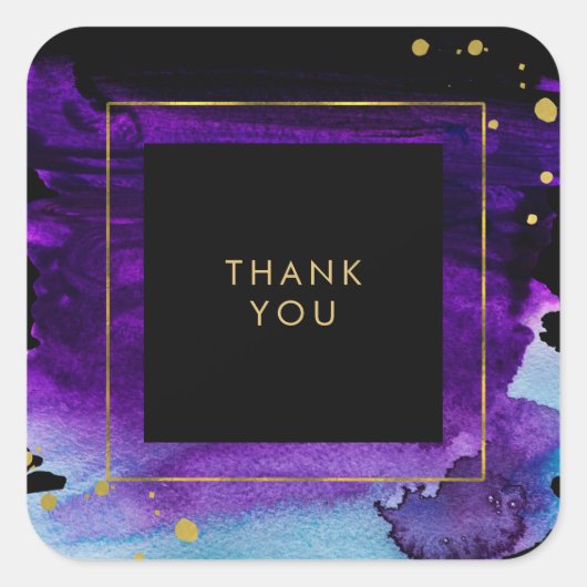 Fettfarbener Splash mit Imitaten Gold Look Akzente Quadratischer Aufkleber (Vorderseite)