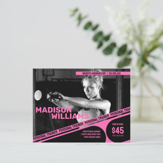 Fettfarbenes Personal Trainer Foto Postkarte (Stehend Vorderseite)