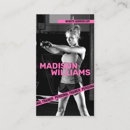 Fettfarbenes Personal Trainer Foto Visitenkarte (Vorderseite)