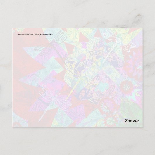 Fettfarbige Abstrakte Collage mit Libellen Postkarte (Rückseite)