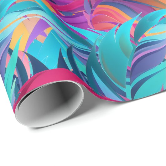 Fettfarbige Blattfedern Geschenkpapier (Rolleneckpunkt)