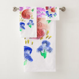 Fettfarbige Blumenmatte Badhandtuch Set