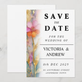 Fettfarbige, florale Save the Date-Karte Date (Vorne/Hinten)