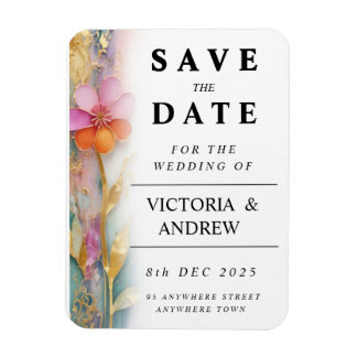 Fettfarbige, florale Save the Date-Karte Magnet