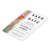 Fettfarbige, florale Save the Date-Karte Magnet (Linke Seite)