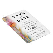 Fettfarbige, florale Save the Date-Karte Magnet (Rechte Seite)